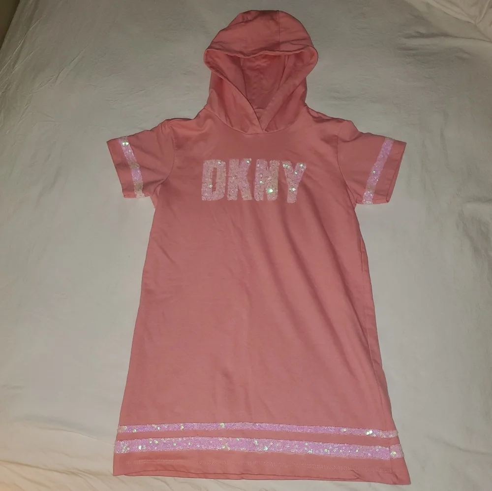EUC DKNY Kids Girls Sequine Beach or Pool Towel Cover Up Large Size 10 / 12